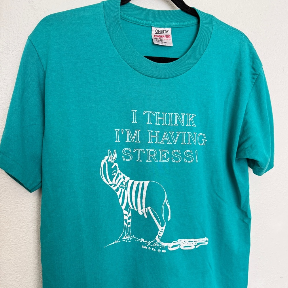Vintage 80s Zebra Graphic Tee Funny Novelty Animal Shirt 1989 - Picture 7 of 8